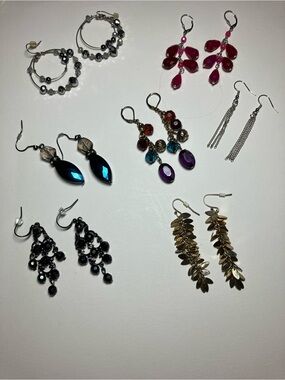 Assorted Women’s Dangle Earrings - Gold, Black, Blue, Pink, Purple Accents